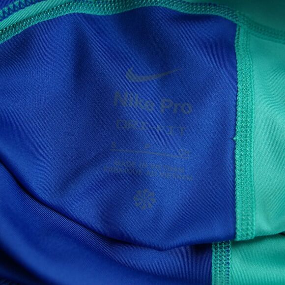 Nike Pro Dri Fit Teal Blue Green Contrast Older Kids Girls Leggings Sz S - Picture 8 of 9